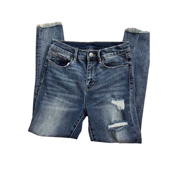 Urban Outfitters BDG Jeans Womens 2 Crop Twig High Rise Blue Distressed Raw Hem - Picture 4 of 14